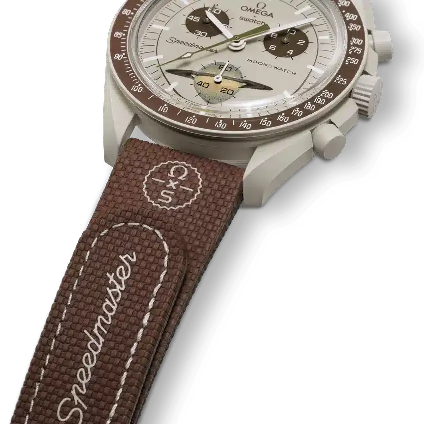 MoonSwatch bruin/beige rubber