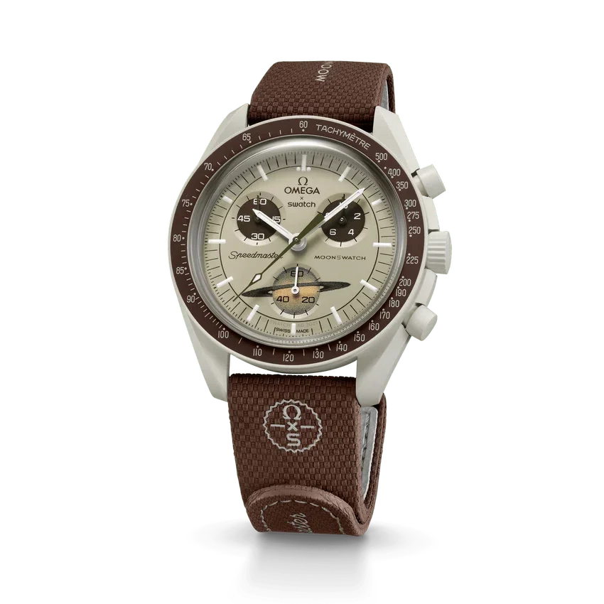 MoonSwatch bruin/beige rubber