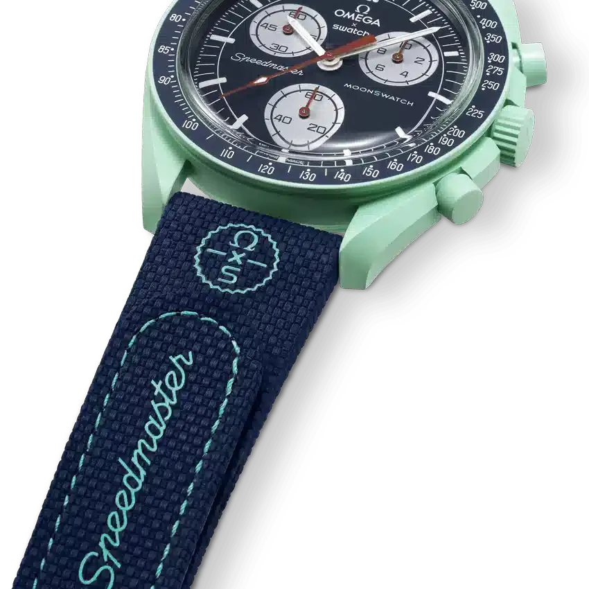 MoonSwatch donkerblauw/groen rubber
