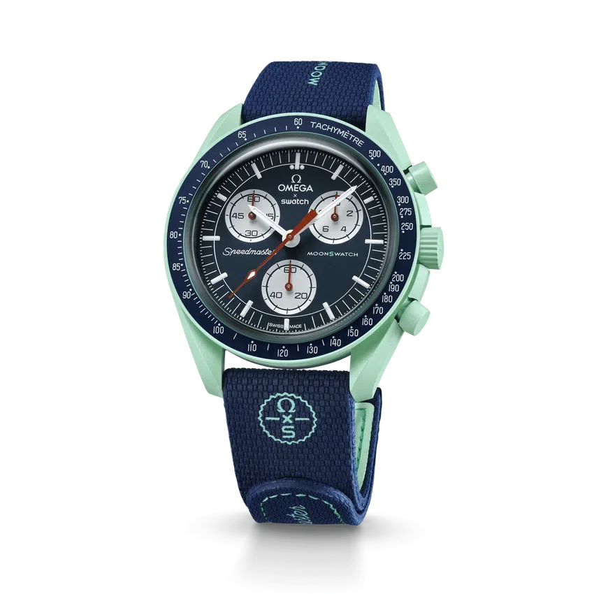 MoonSwatch donkerblauw/groen rubber