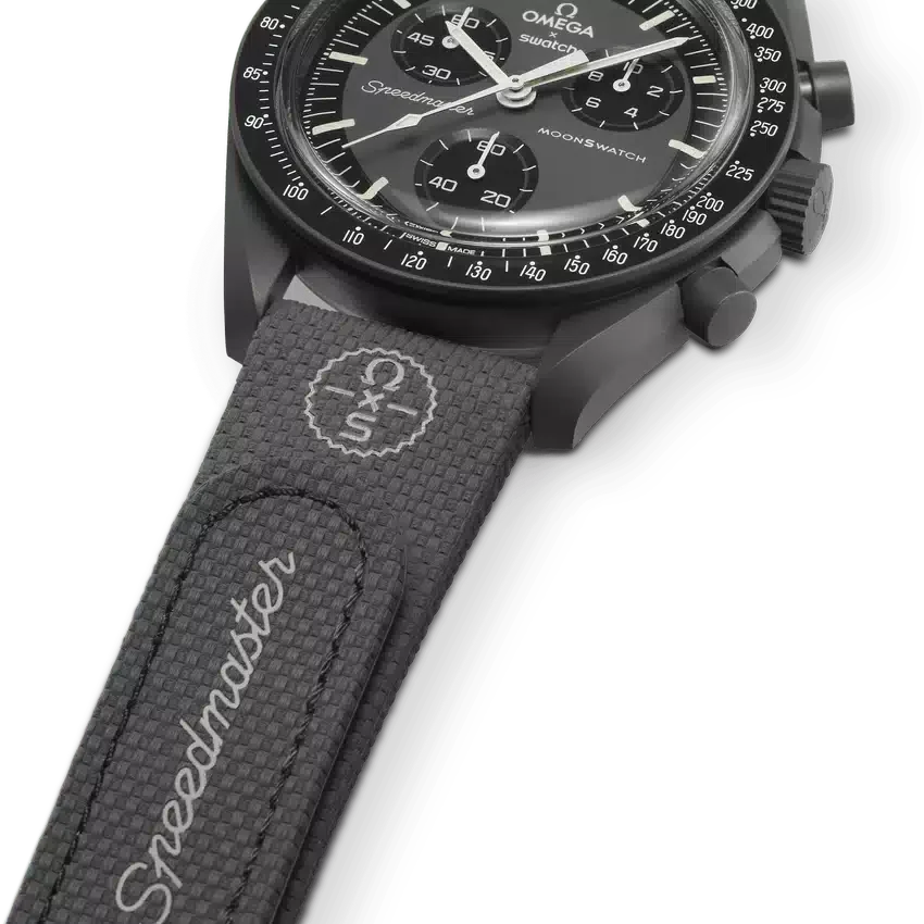 MoonSwatch donkergrijs/zwart rubber