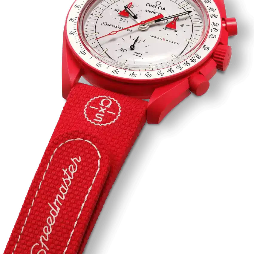 MoonSwatch rood/wit rubber