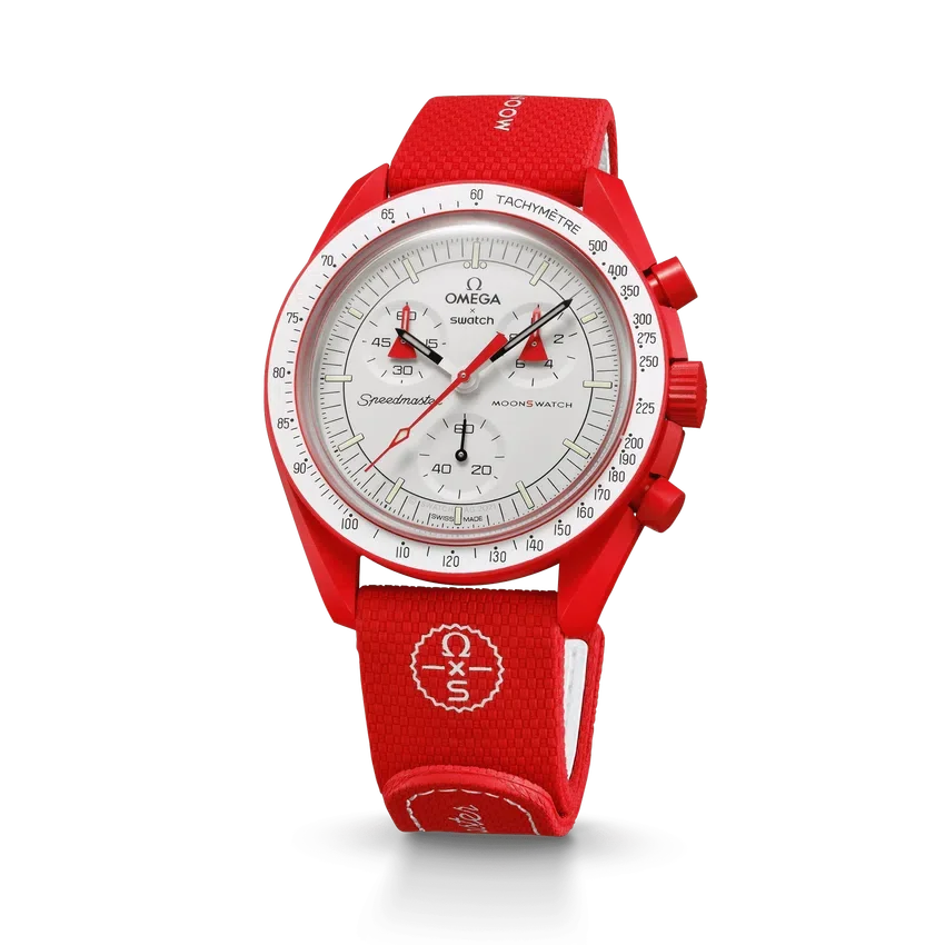 MoonSwatch rood/wit rubber