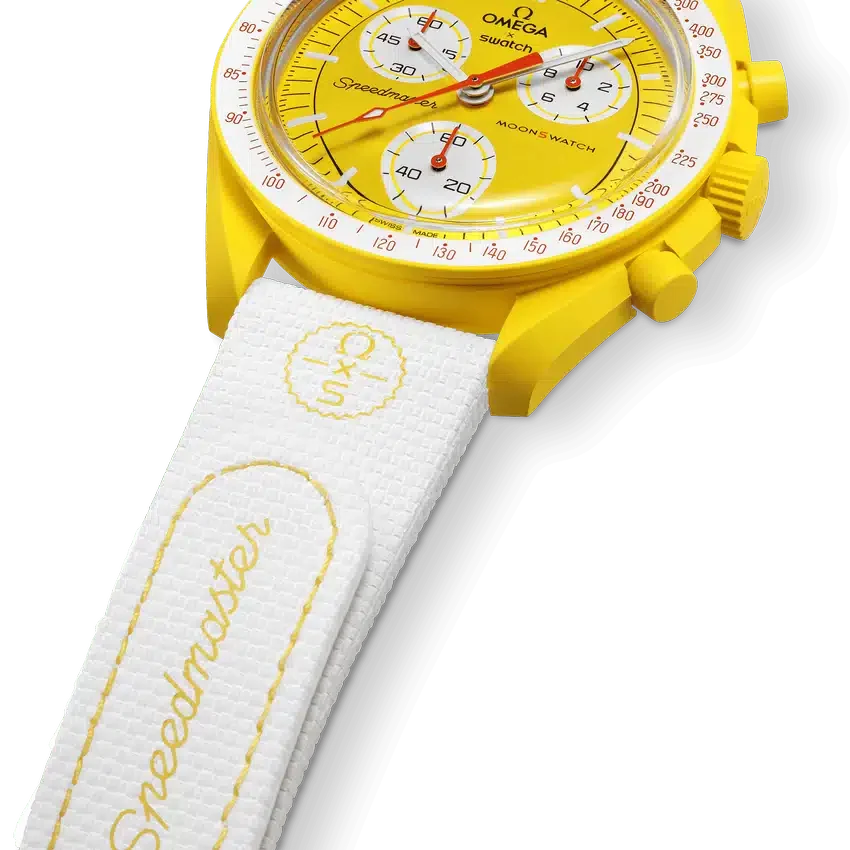 MoonSwatch wit/geel rubber