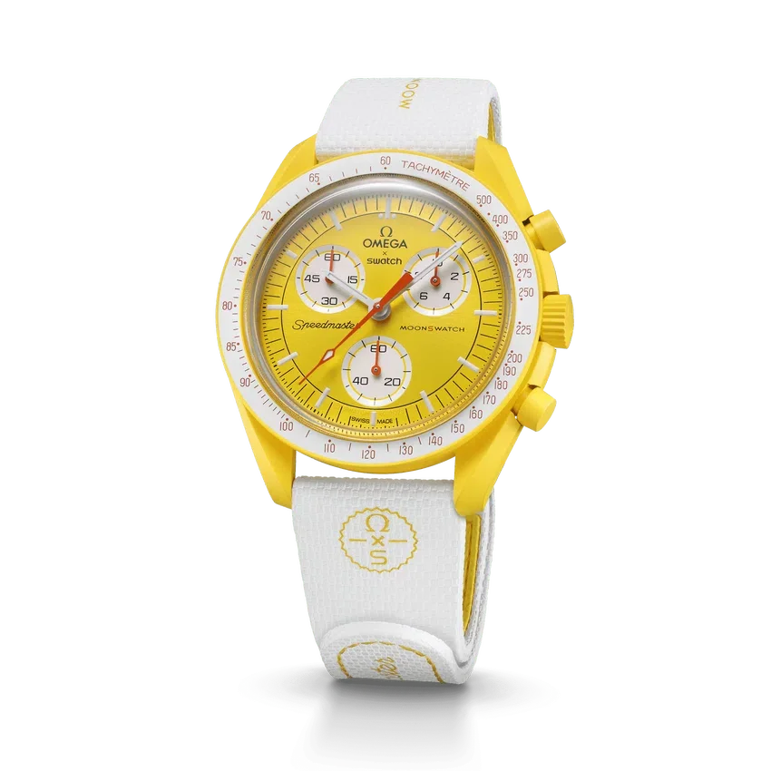 MoonSwatch wit/geel rubber