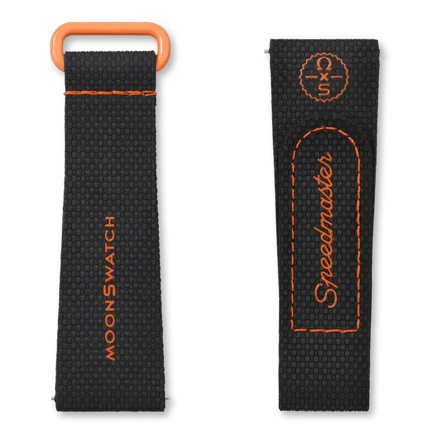 MoonSwatch zwart/oranje rubber